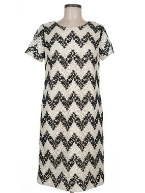 Talbots NEW crochet floral dress womens 6 black cream chevron lace stripe sheath